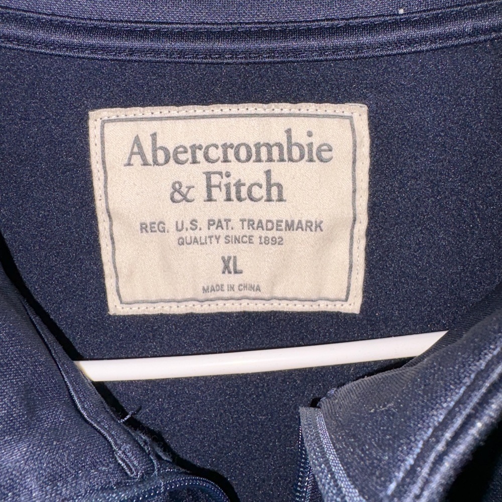 VINTAGE Abercrombie & Fitch Full-Zip Navy Track Jacket Rugby Stripe size XL - Picture 2 of 4